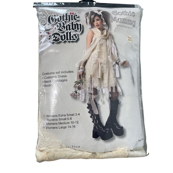Gothic Baby Dolls Costume Size Large 14-16 Living Fiction Cream Lace Dress NEW - Picture 2 of 9